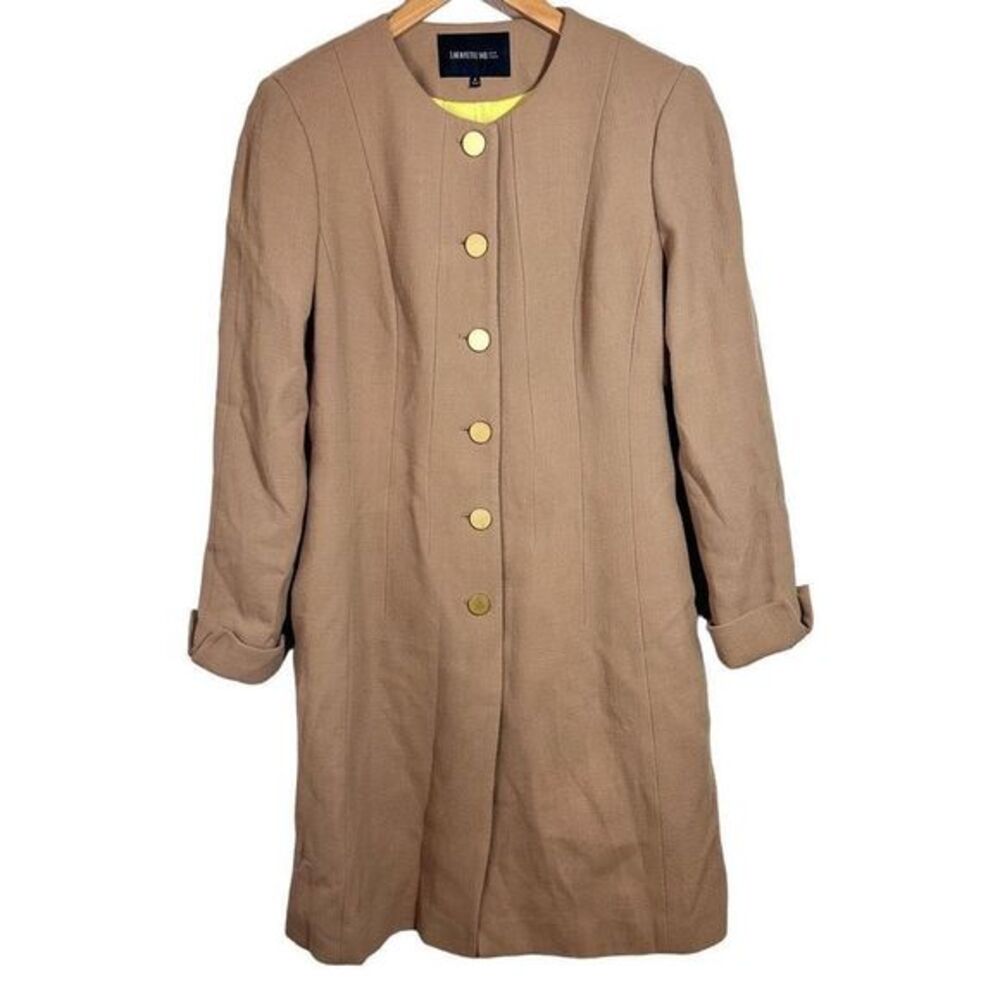 Lafayette 148 Tan Virgin Wool Knee Length Coat Size 8